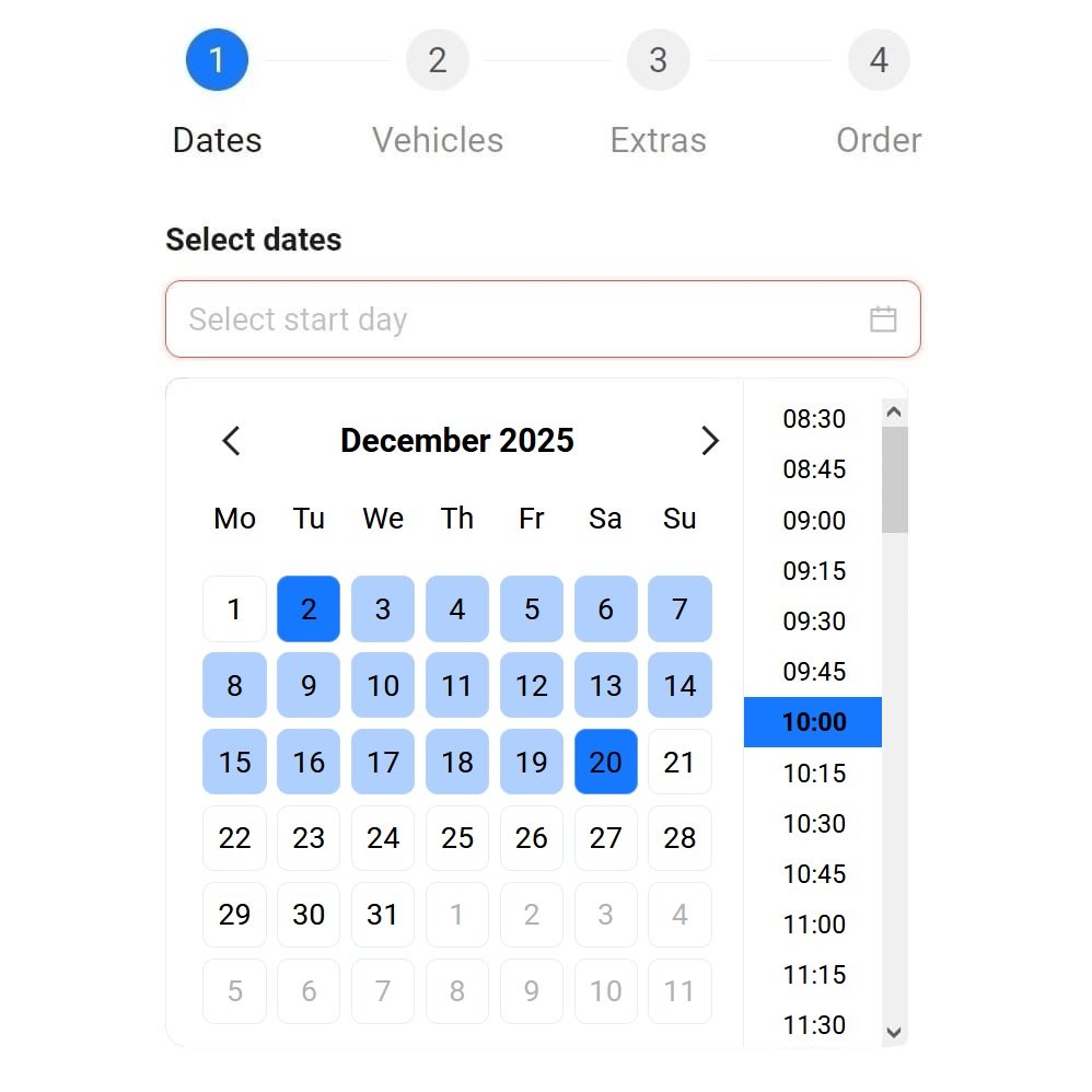 step 1. enter the dates 20 dec