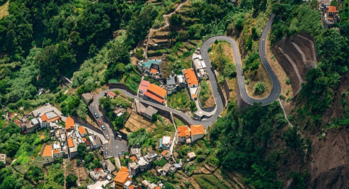 Steep mountain roads in Madeira